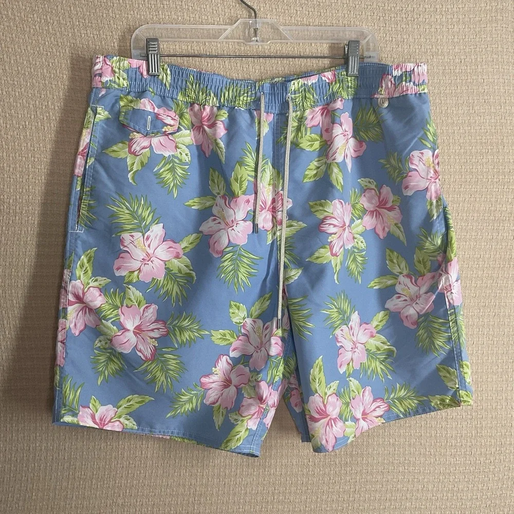 Polo Ralph Lauren Men's Printed Swim Shorts Trunks Floral Size LT LargeTall Blue